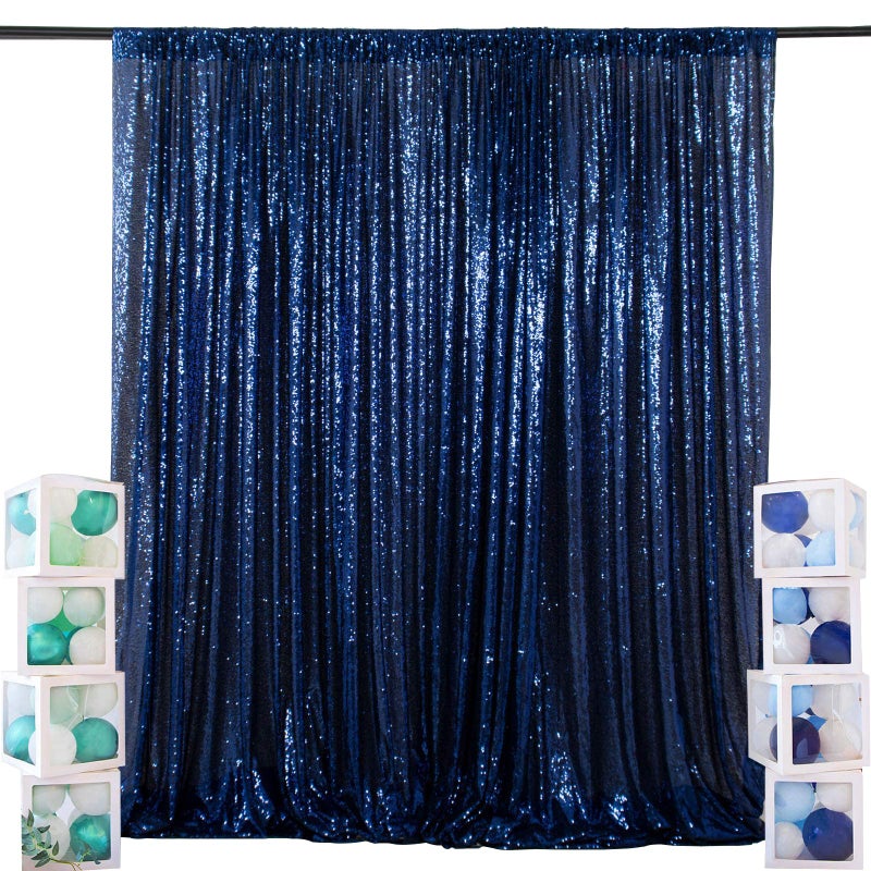ShiDianYi 4FTX6FT-Navy Blue-Sequin Photo Backdrop, Wedding Photo Booth,Photography Background (Navy Blue) - Image 1